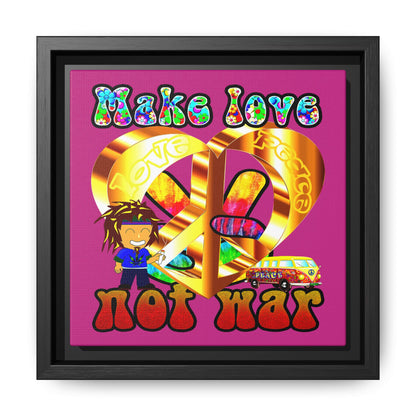 love peace - framed canvas art (pink)