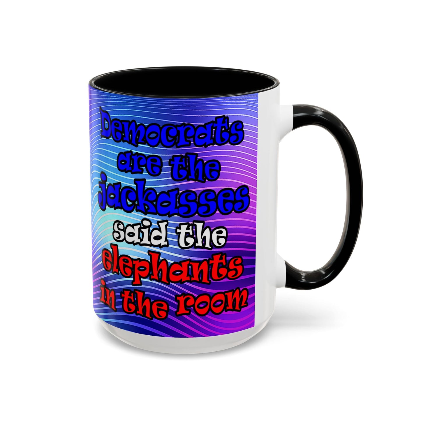 donkeys and elephants - Accent Mug (purple wave)