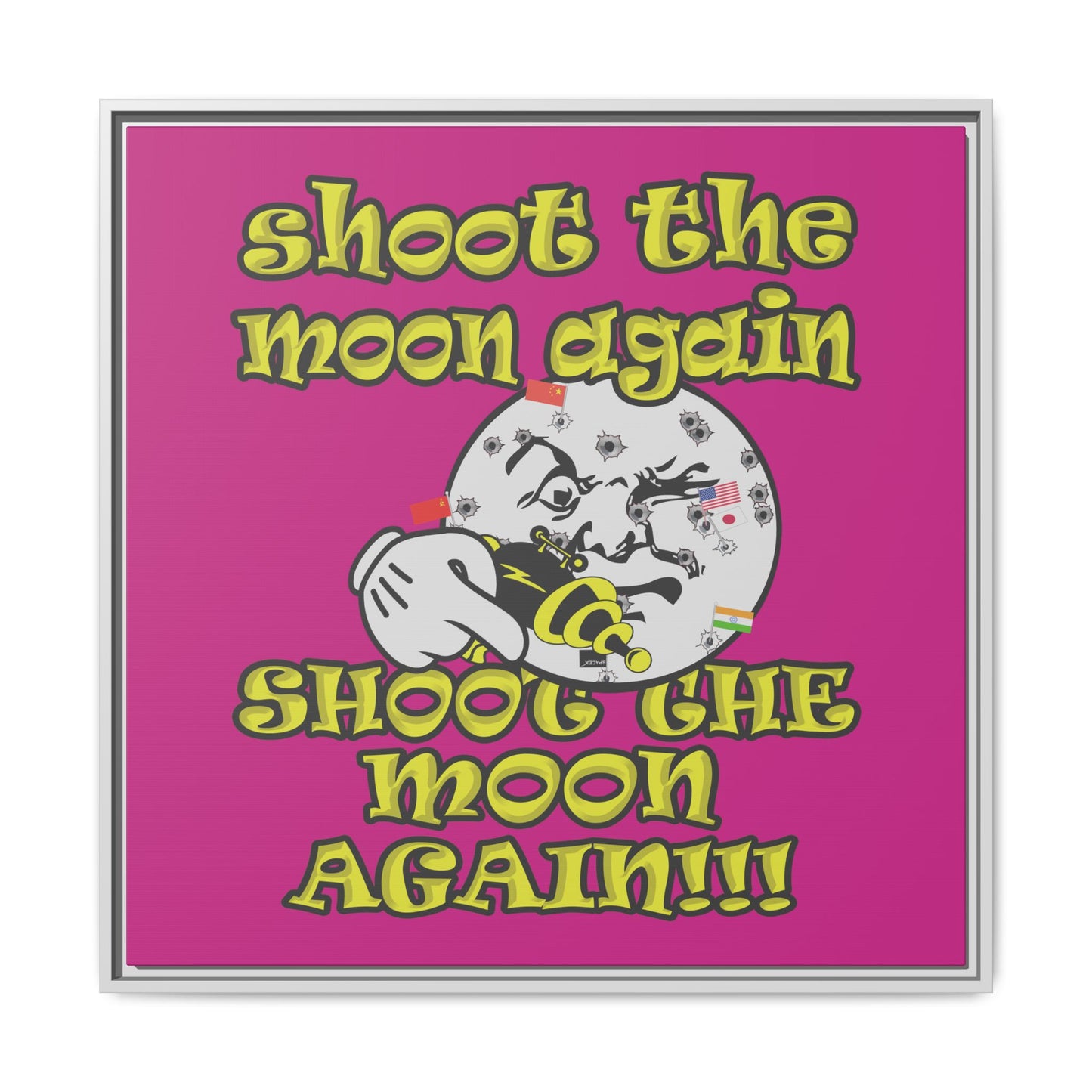 shoot the moon again - framed canvas art (pink)