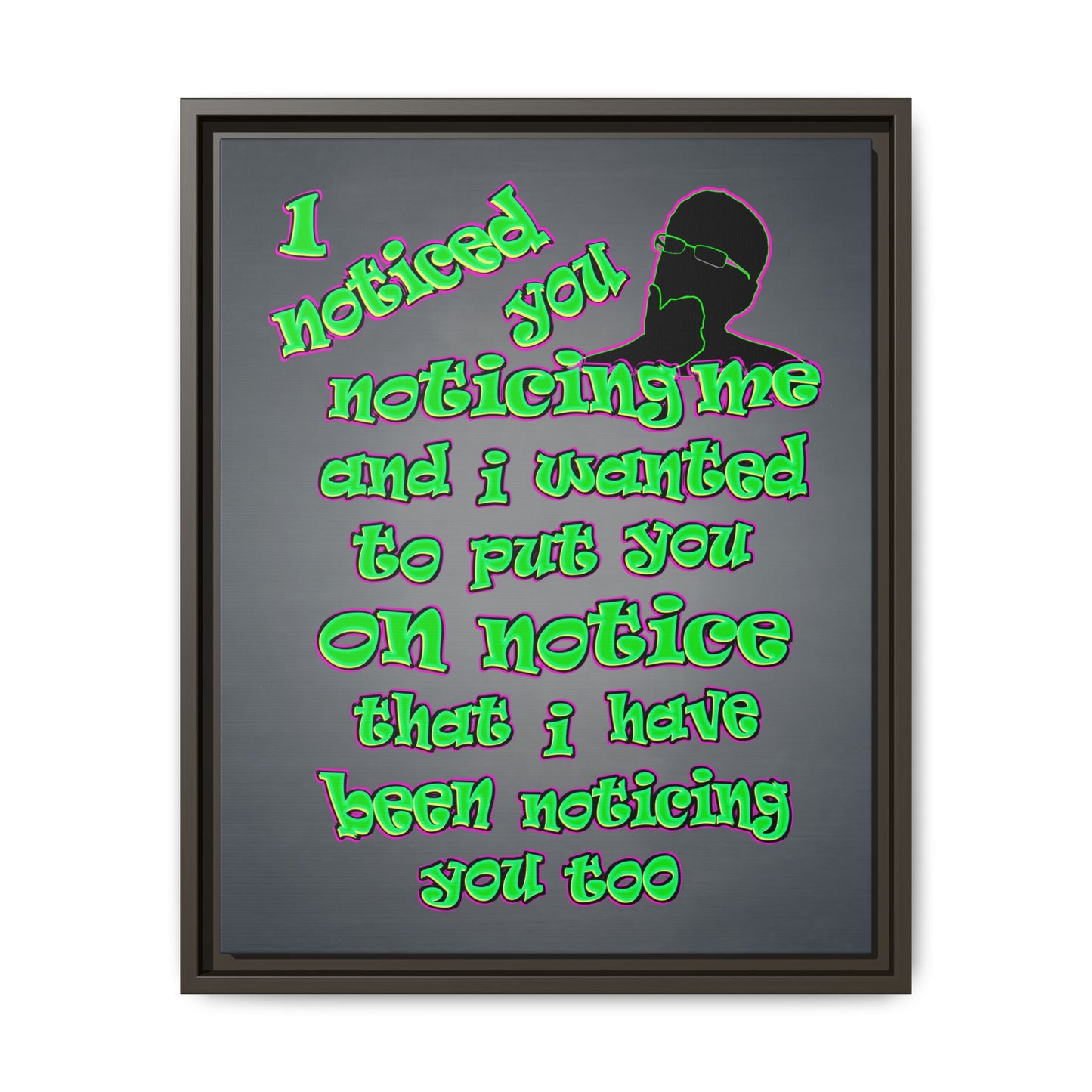 noticed you noticing - framed canvas art (grey-light grey)