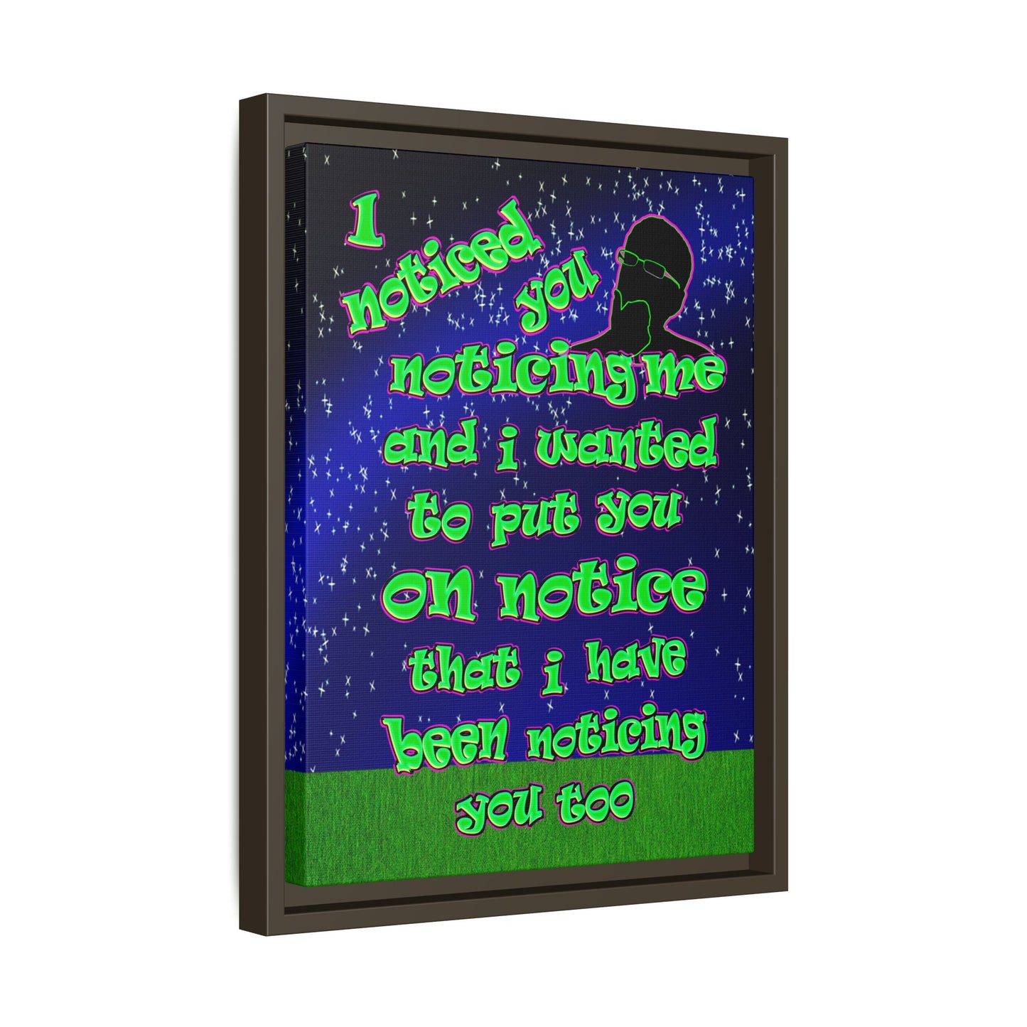 noticed you noticing - framed canvas art ('snoops' background)