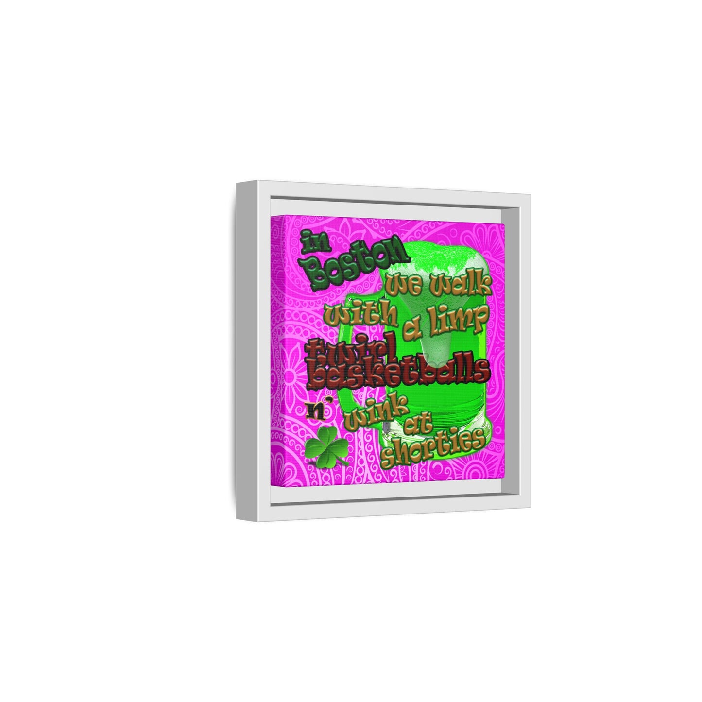 celtics logo - framed canvas art (pink swirl)