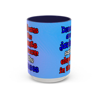 donkeys and elephants - Accent Mug (light blue-purple wave)