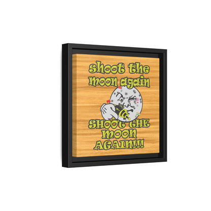shoot the moon again - framed canvas art (butterscotch wood finish)
