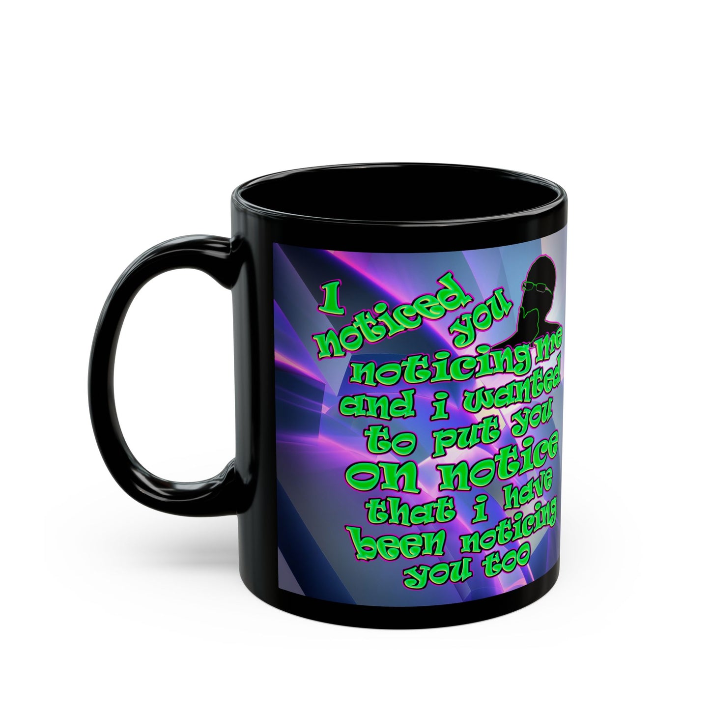 noticed you noticing - Black Mug (grey-pink wave)