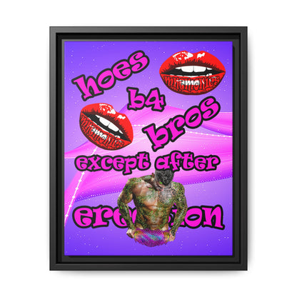 hoes b4 bros - framed canvas art (purple-pink wave)