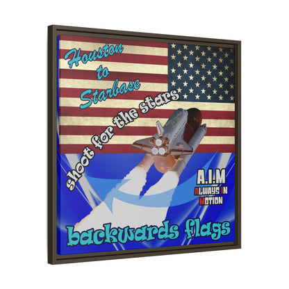 shoot for the stars - framed canvas art (blue-white wave)