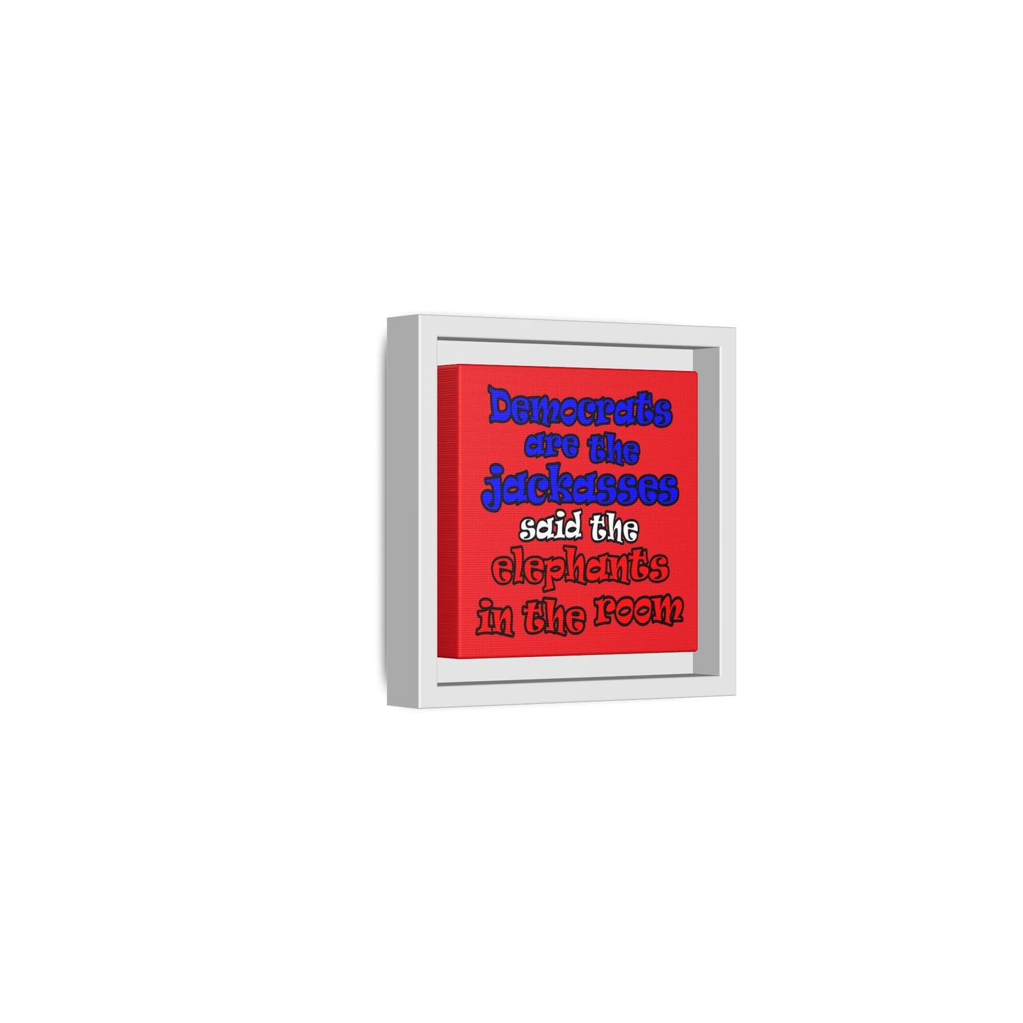donkeys and elephants - framed canvas art (red)