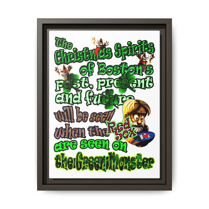 christmas spirits of boston - framed canvas art (white)
