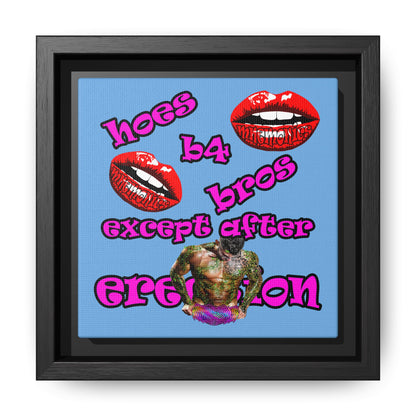 hoes b4 bros - framed canvas art (light blue)