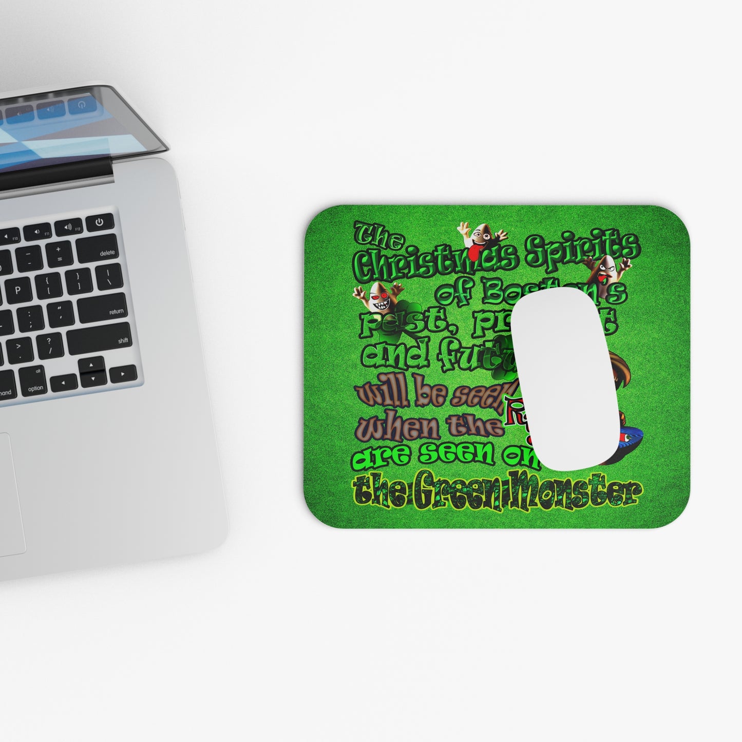 christmas spirits of boston - Mouse Pad (Rectangle) (green turf)