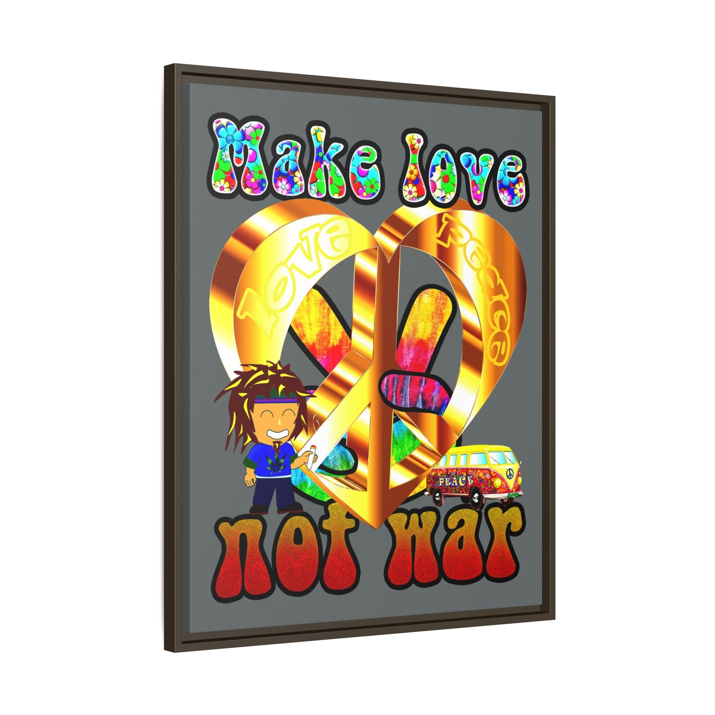 love peace - framed canvas art (dark grey)