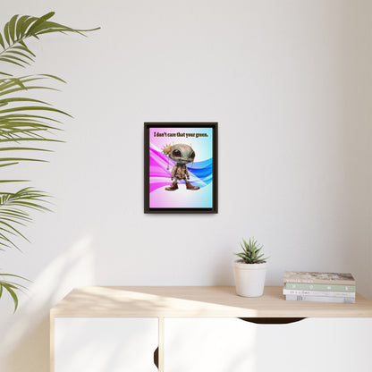 I don't care that your green - framed canvas art (light blue-pink wave)