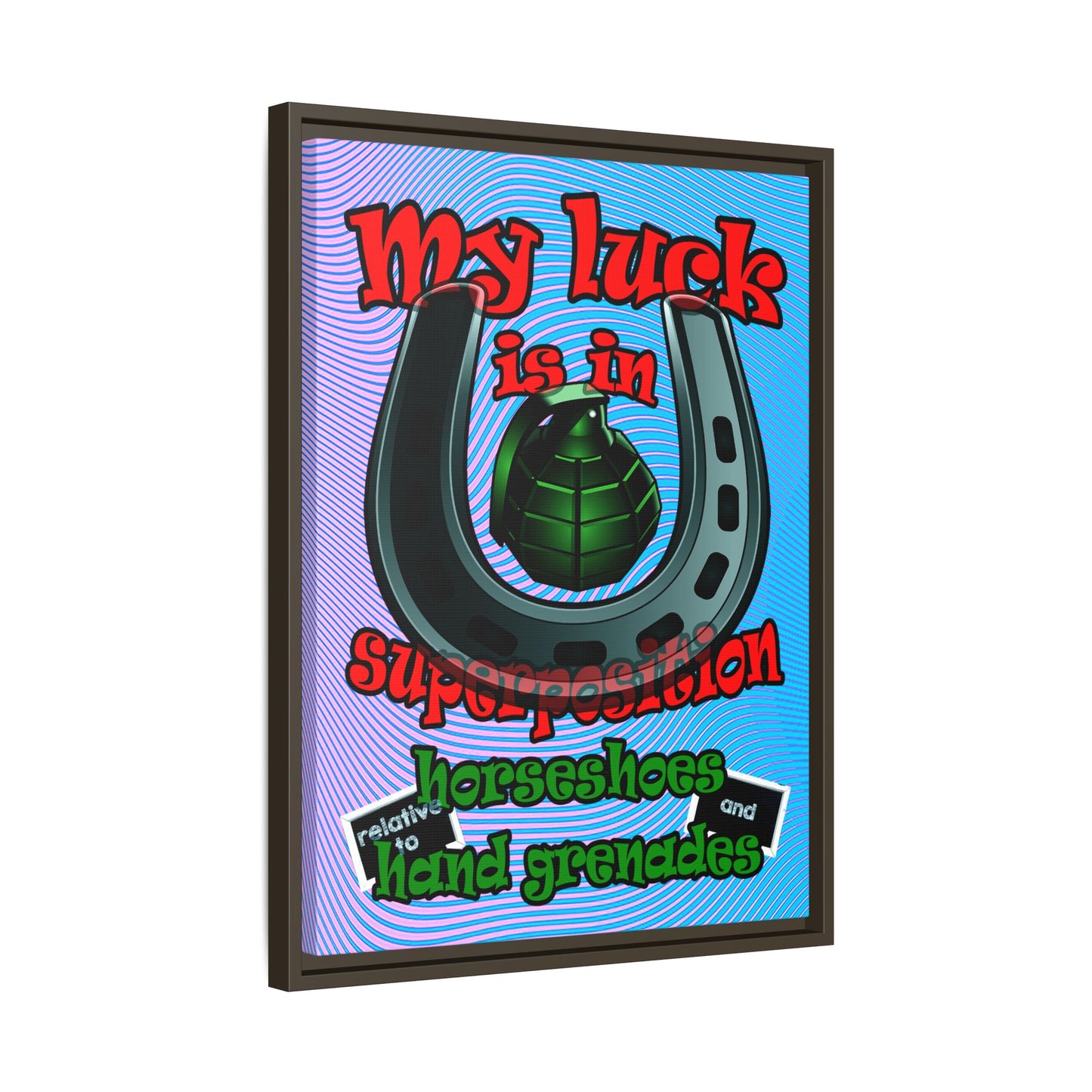my luck - framed canvas art (light blue-purple wave)