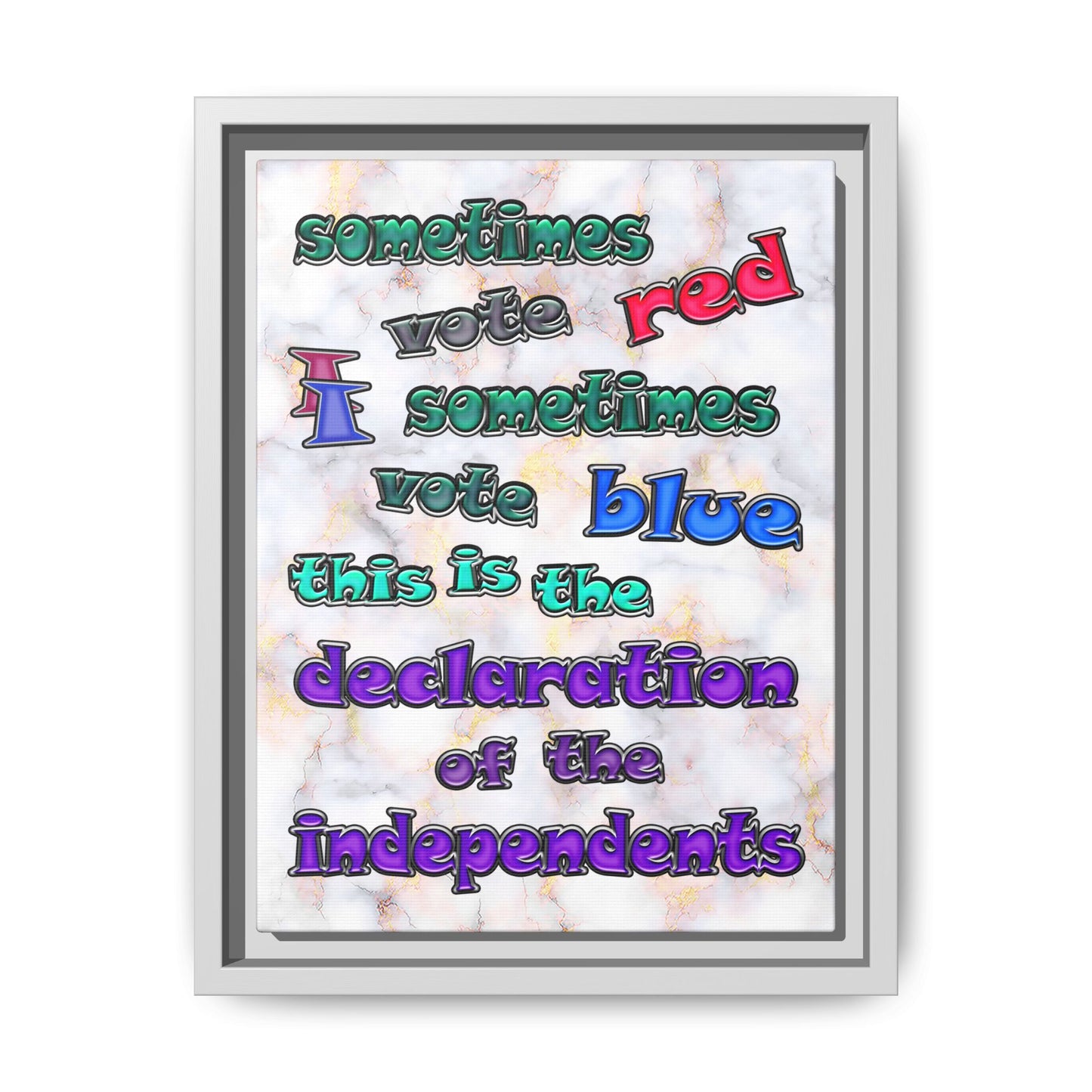 declaration of the independents - framed canvas art (white marble)
