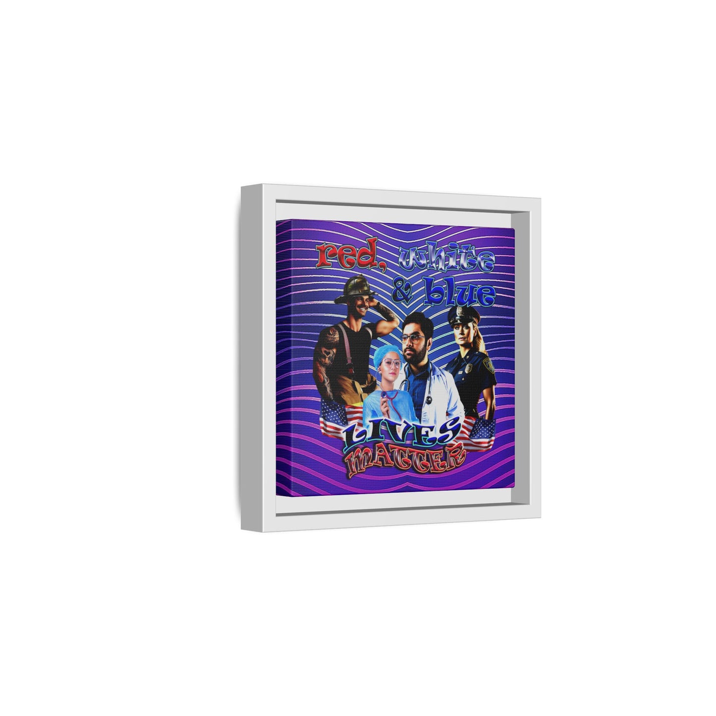 rw&b lives matter - framed canvas art (purple wave)