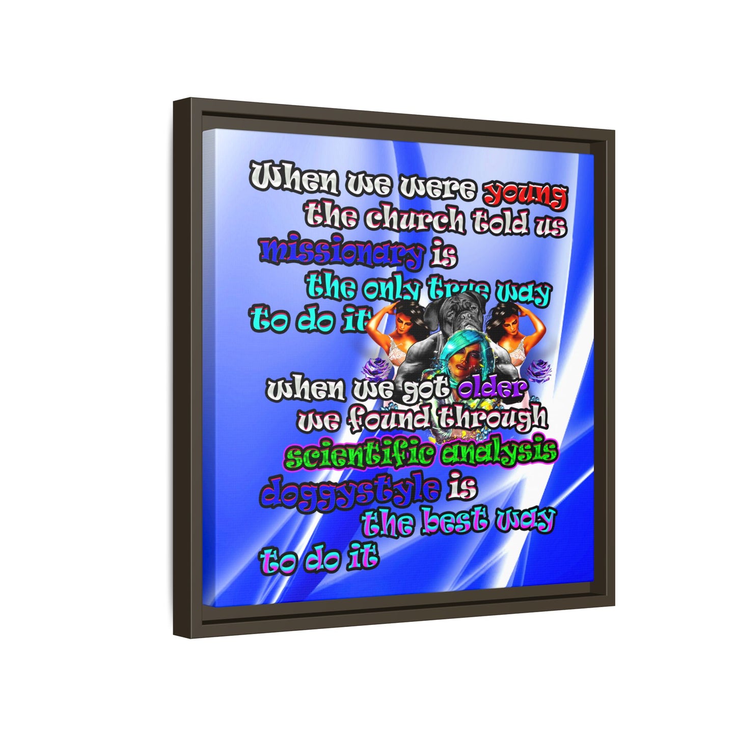 doggystyle - framed canvas art (blue-white wave)