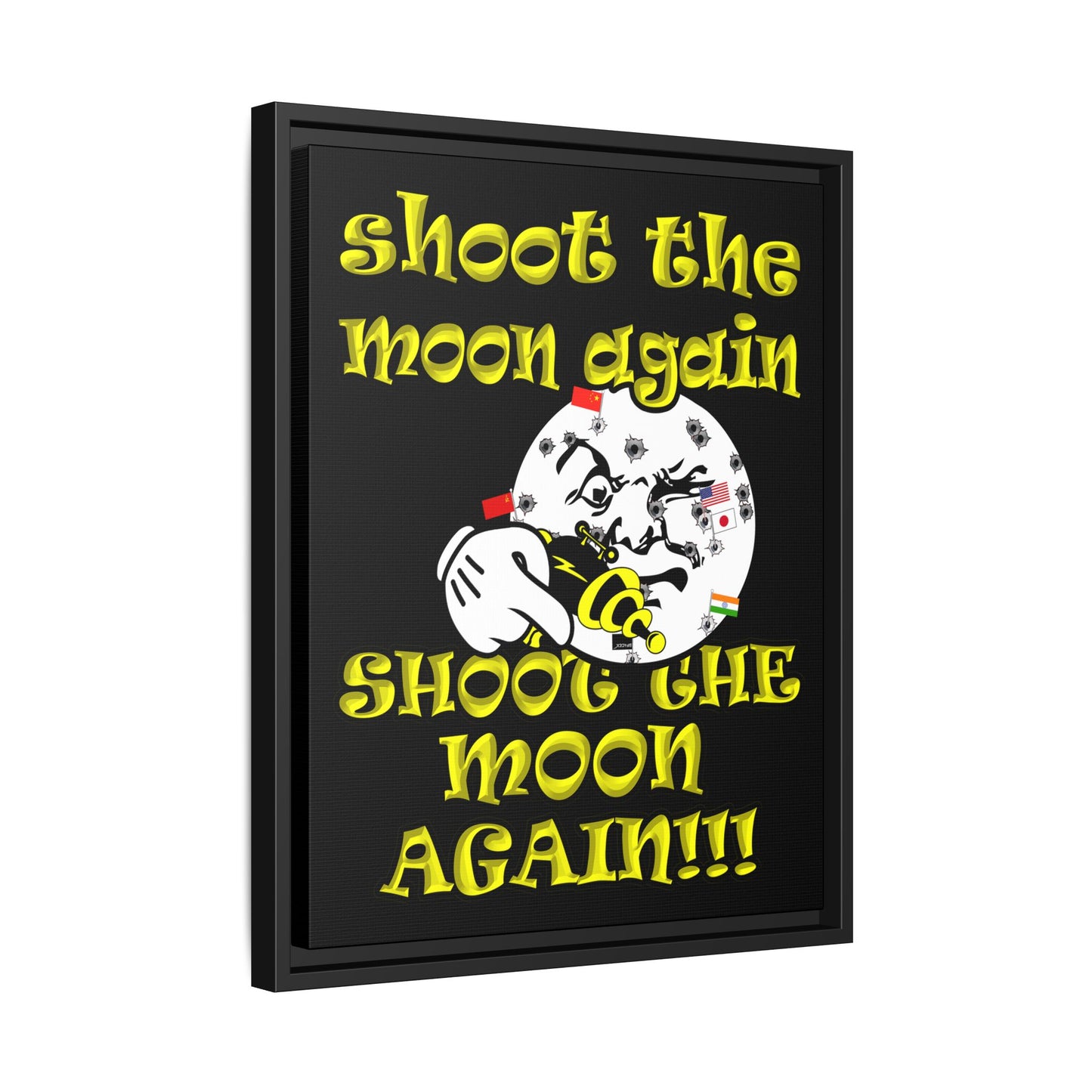 shoot the moon again - framed canvas art (black)