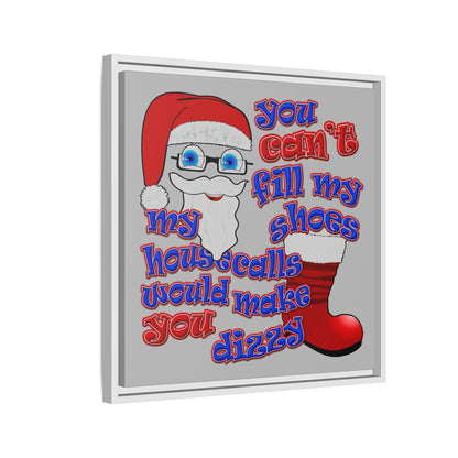 santa's shoes - framed canvas art (light grey)