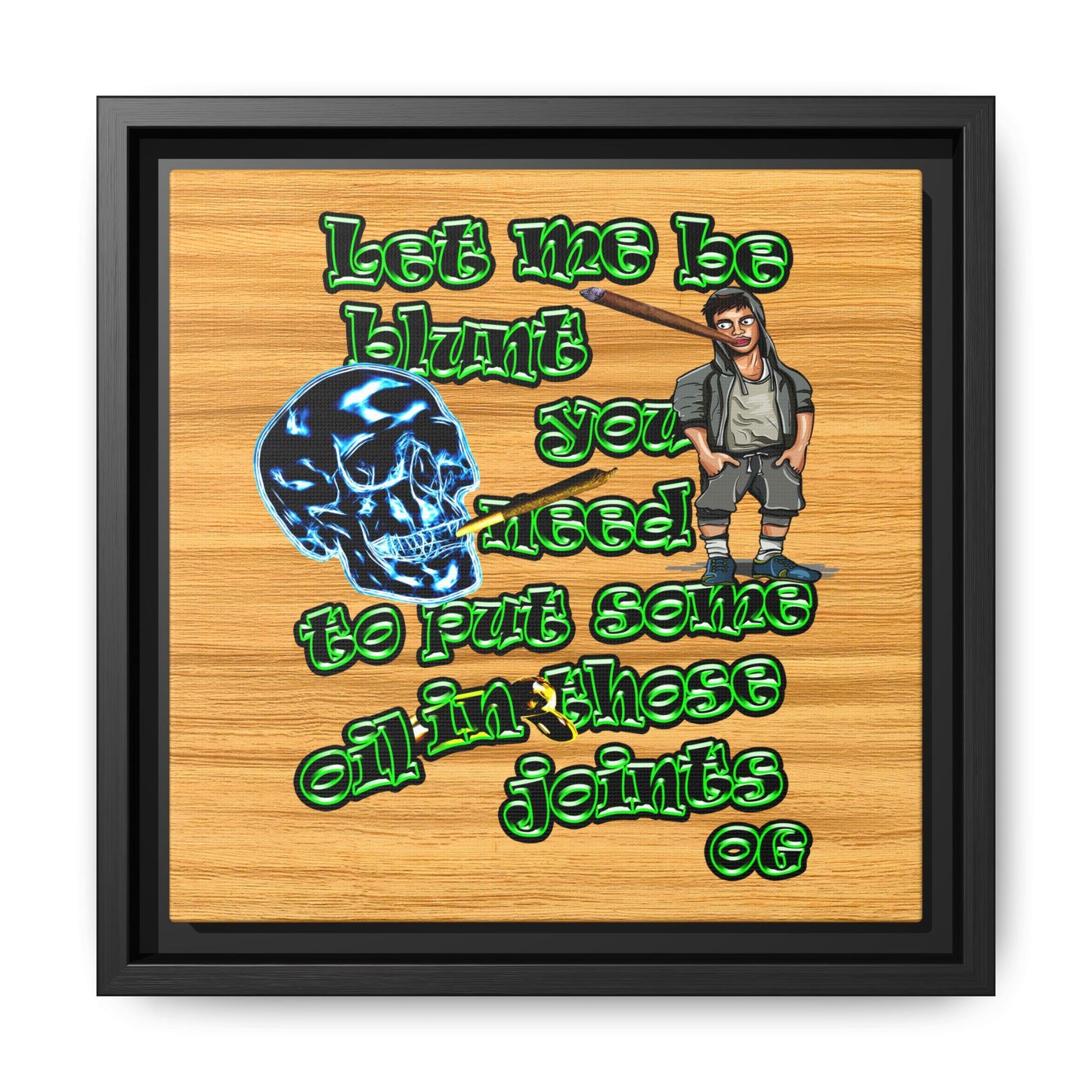 og - framed canvas art (butterscotch wood finish)
