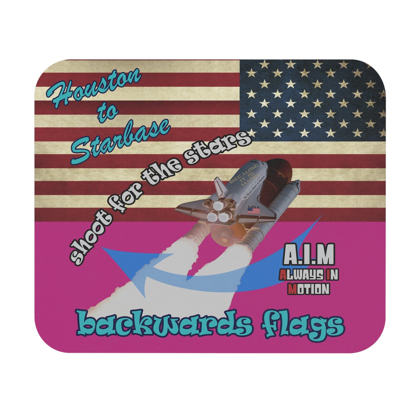 shoot for the stars - Mouse Pad (Rectangle) - (pink)
