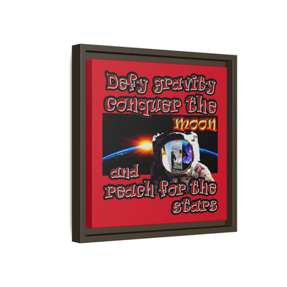 defy conquer reach - framed canvas art (dark red)