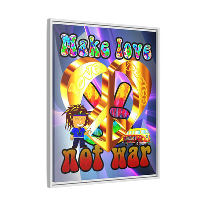 love peace - framed canvas art (grey-pink wave)