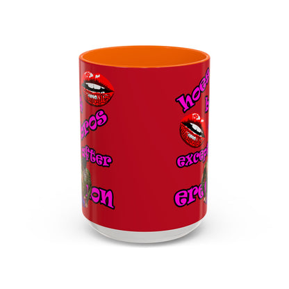 hoes b4 bros - Accent Mug (dark red)