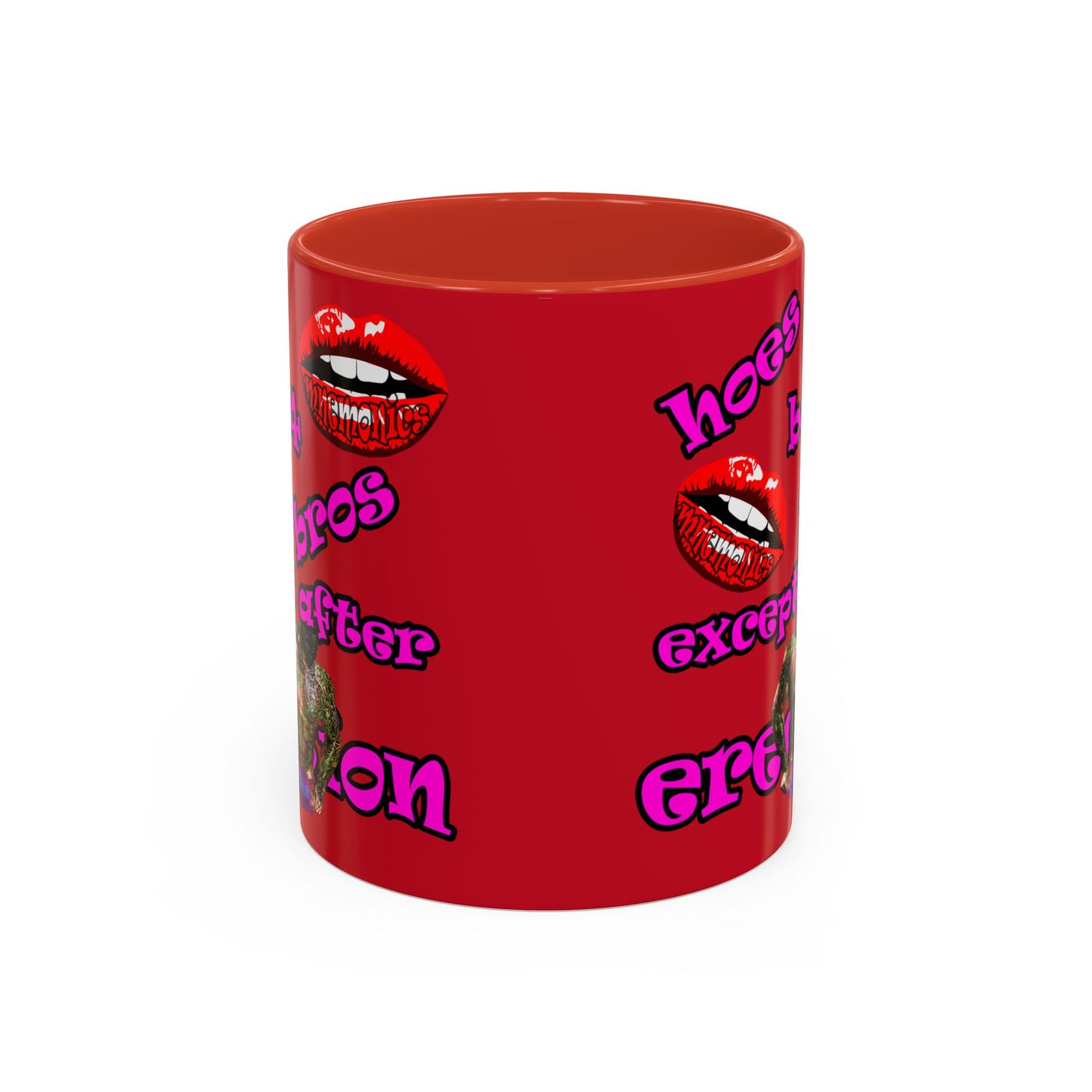 hoes b4 bros - Accent Mug (dark red)