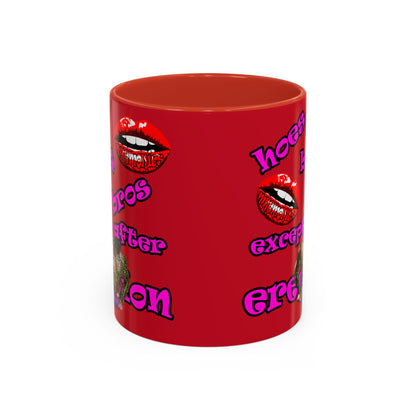 hoes b4 bros - Accent Mug (dark red)