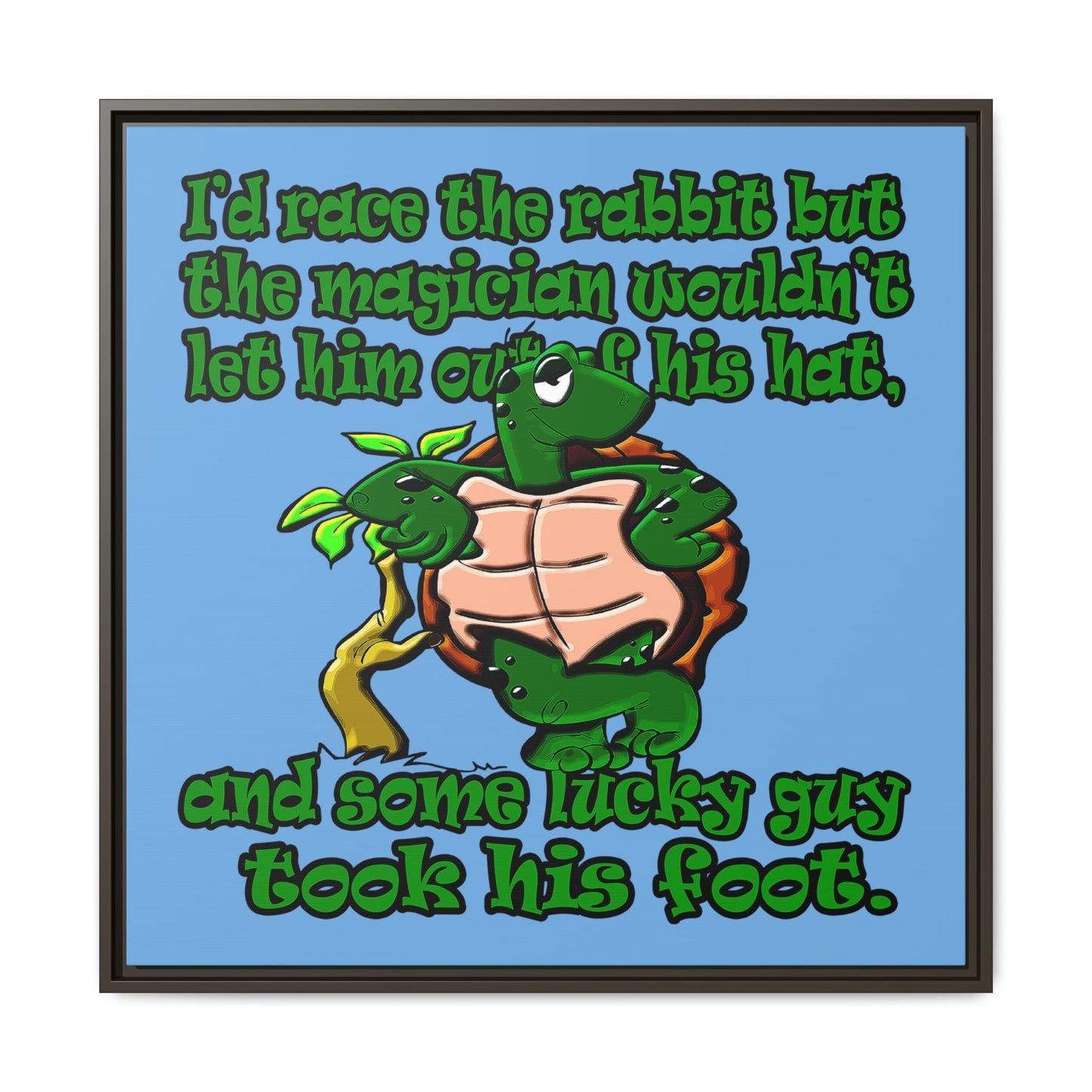 turtle race - framed canvas art (light blue)