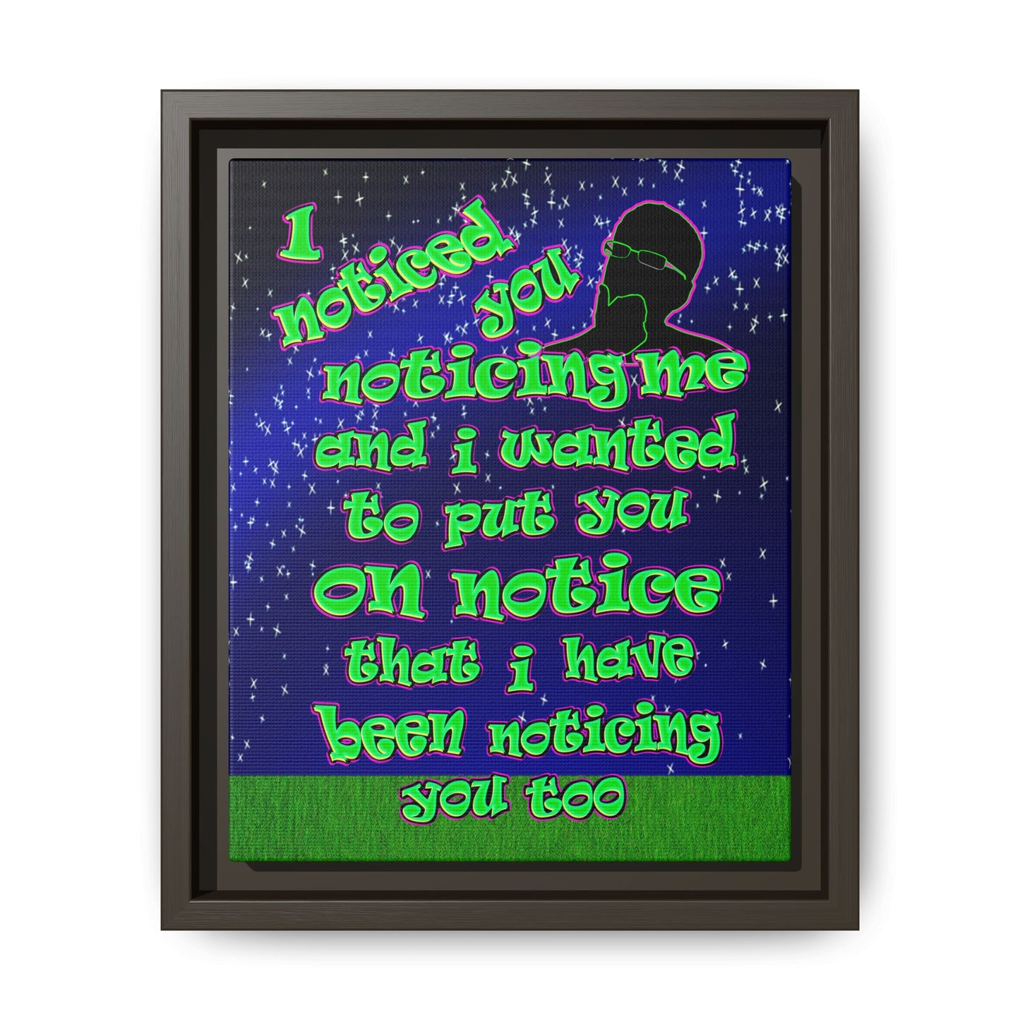 noticed you noticing - framed canvas art ('snoops' background)