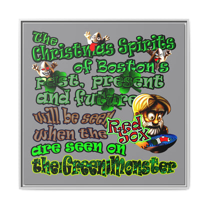 christmas spirits of boston - framed canvas art (grey)