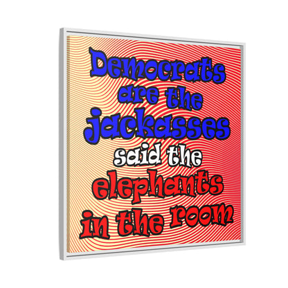 donkeys and elephants - framed canvas art (yellow-orange wave)