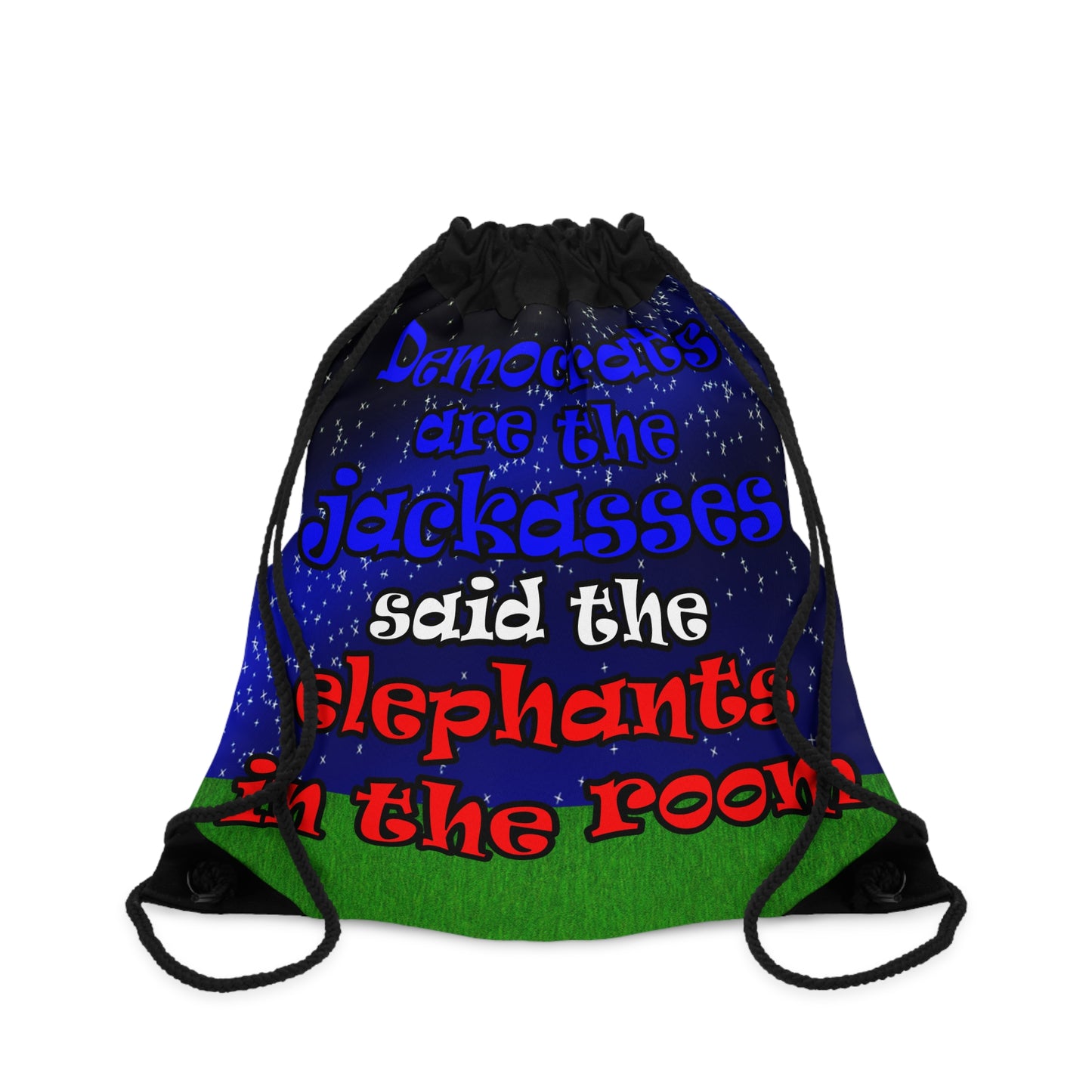 donkeys and elephants - Drawstring Bag ('snoops' background)