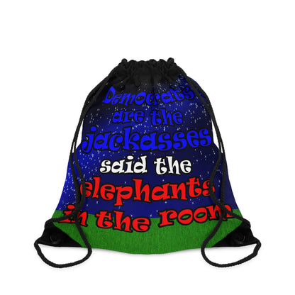 donkeys and elephants - Drawstring Bag ('snoops' background)