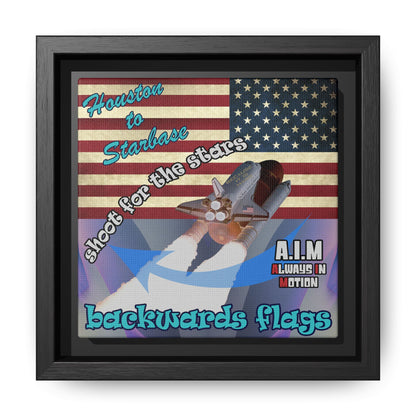 shoot for the stars - framed canvas art (grey-pink wave)