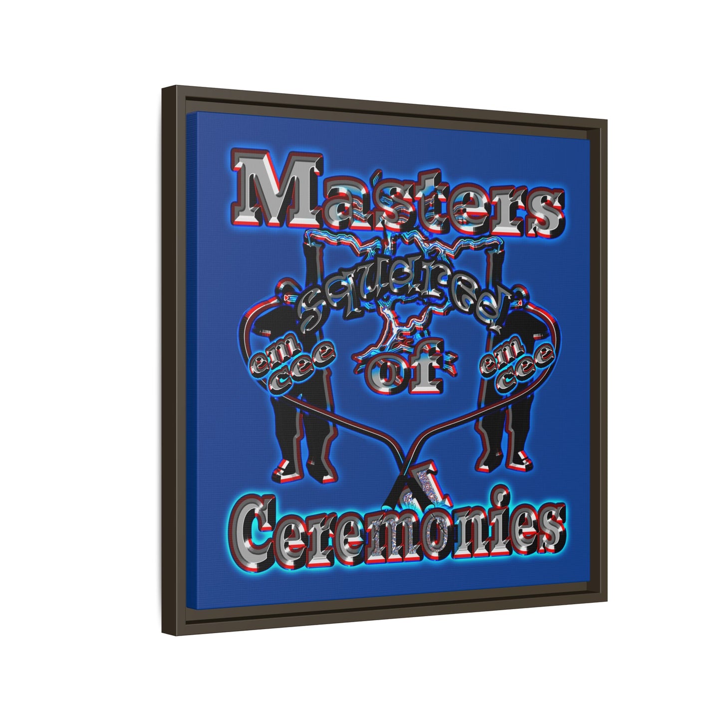 em cee squared - framed canvas art (dark blue)