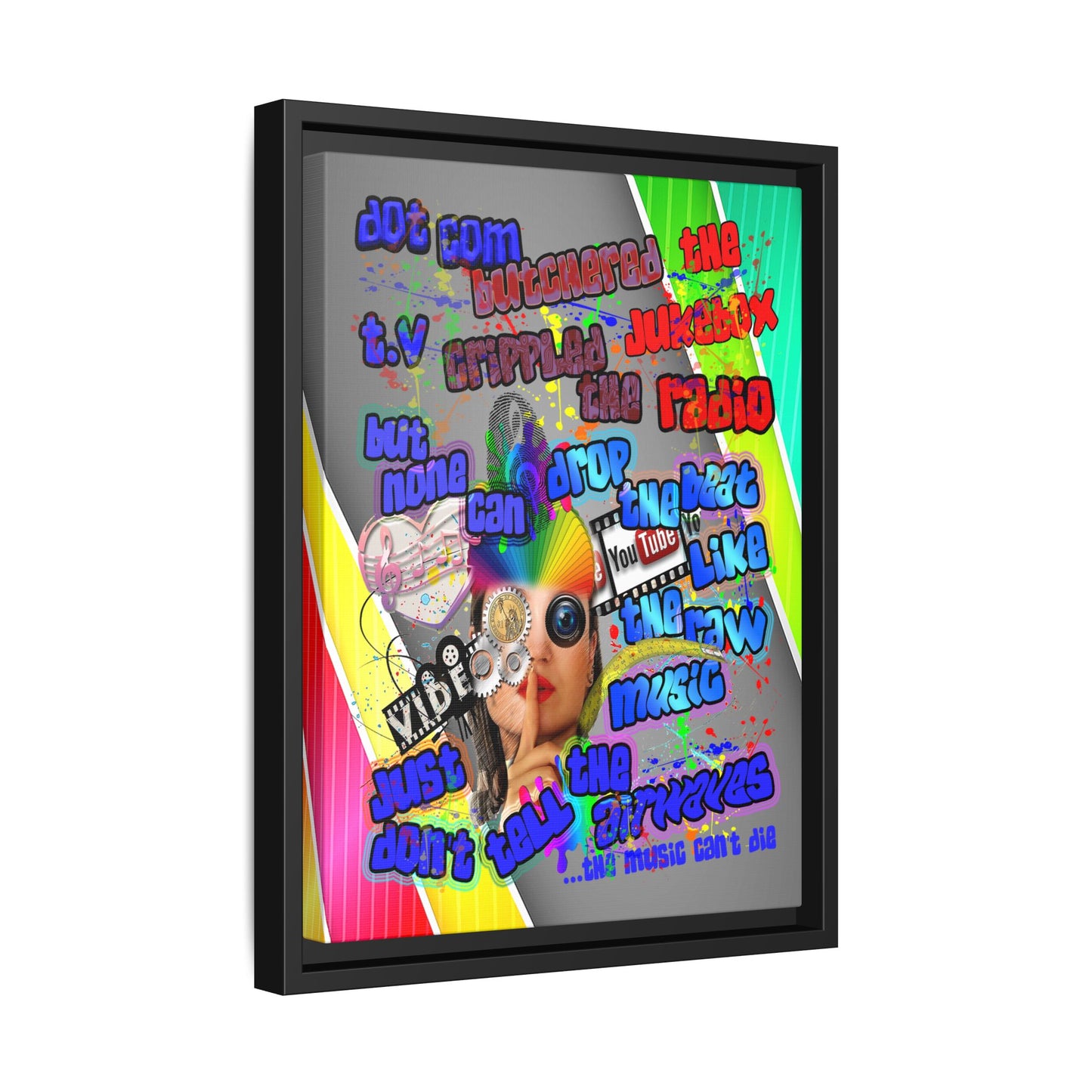 drop the beat - framed canvas art (rainbow split)