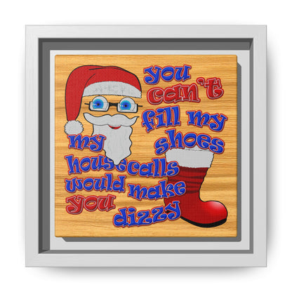santa's shoes - framed canvas art (butterscotch wood finish)
