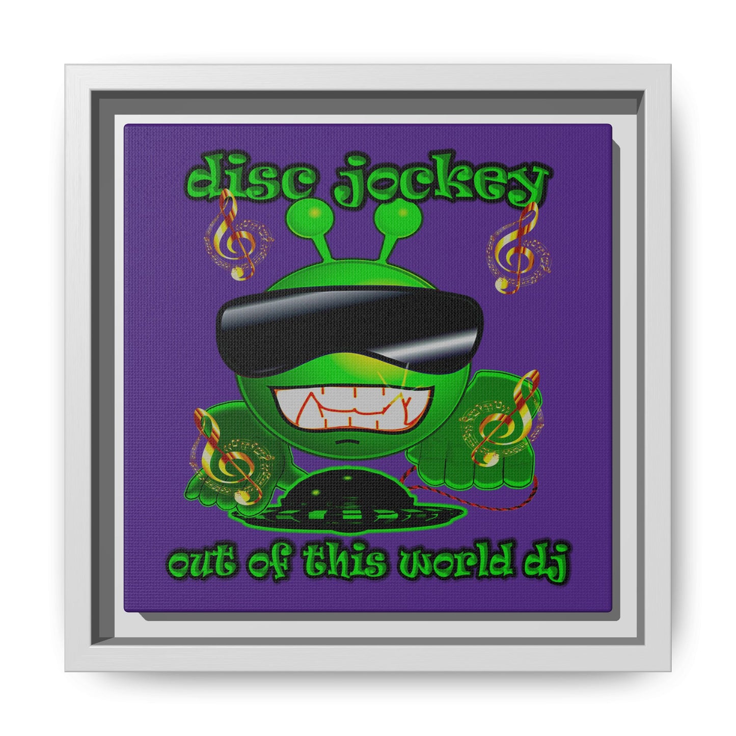 disc jockey - framed canvas art (purple)