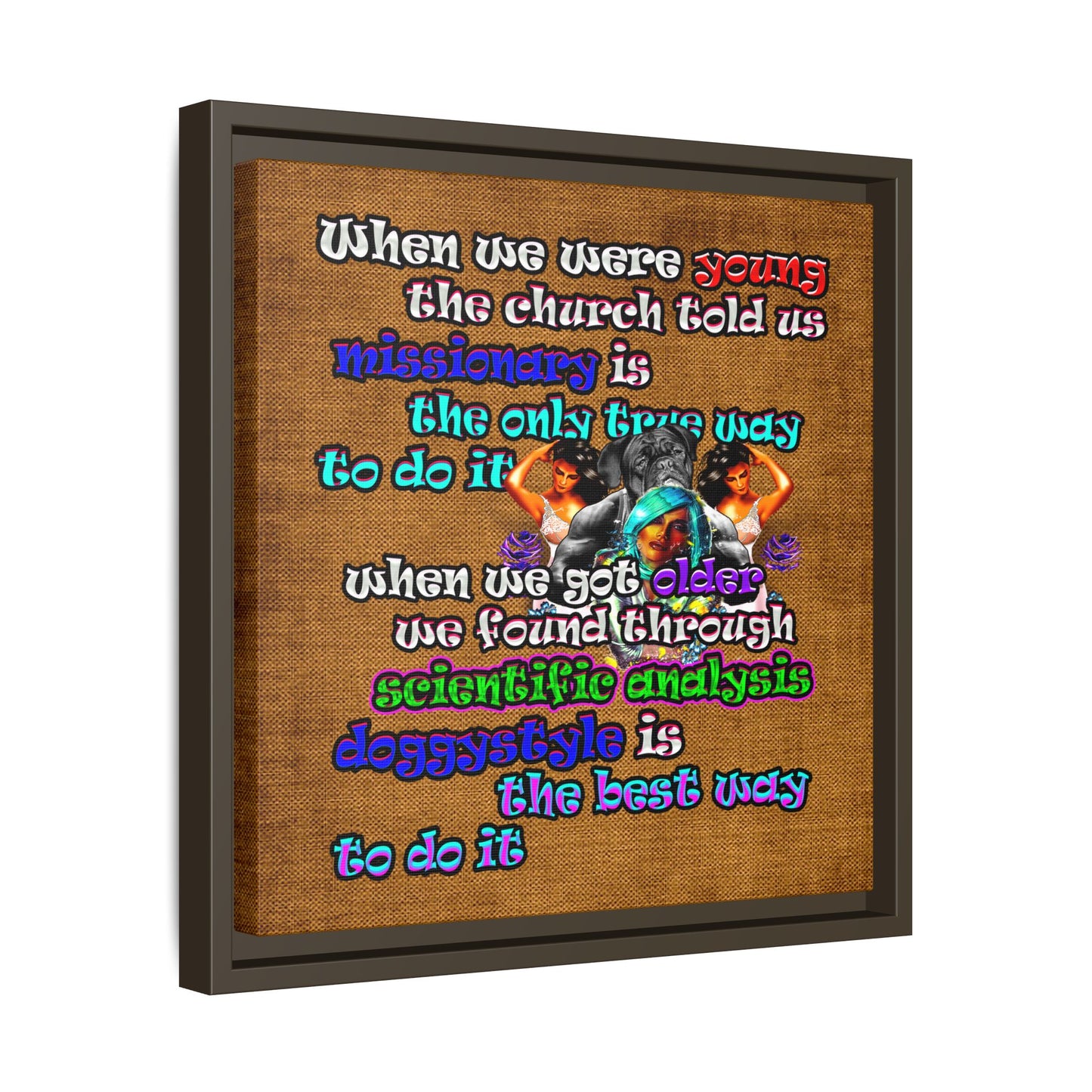 doggystyle - framed canvas art (brown papyrus)