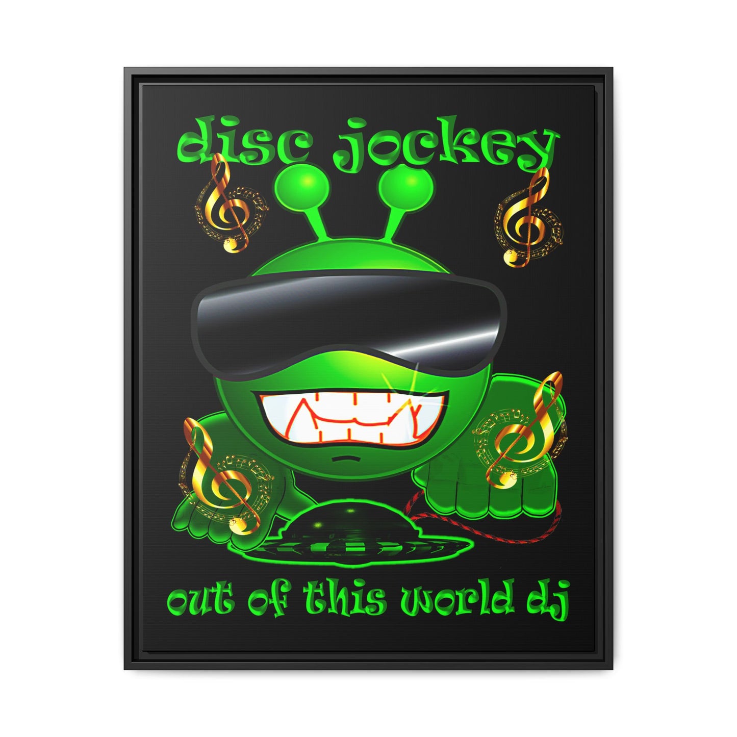disc jockey - framed canvas art (black)