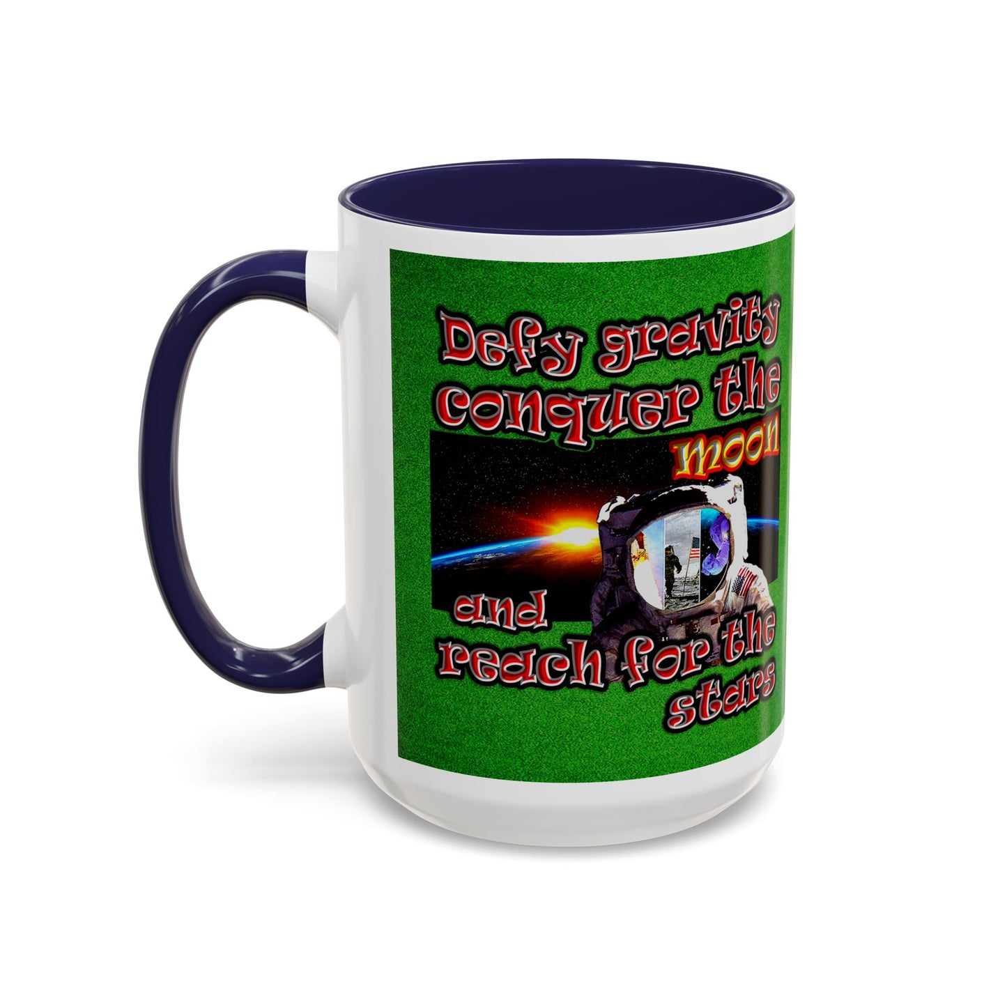 defy conquer reach - Accent Mug (green turf)
