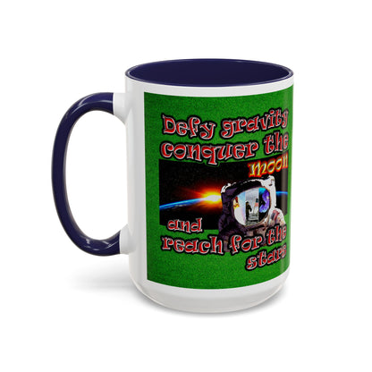 defy conquer reach - Accent Mug (green turf)