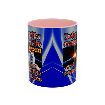 defy conquer reach - Accent Mug (blue-white wave)