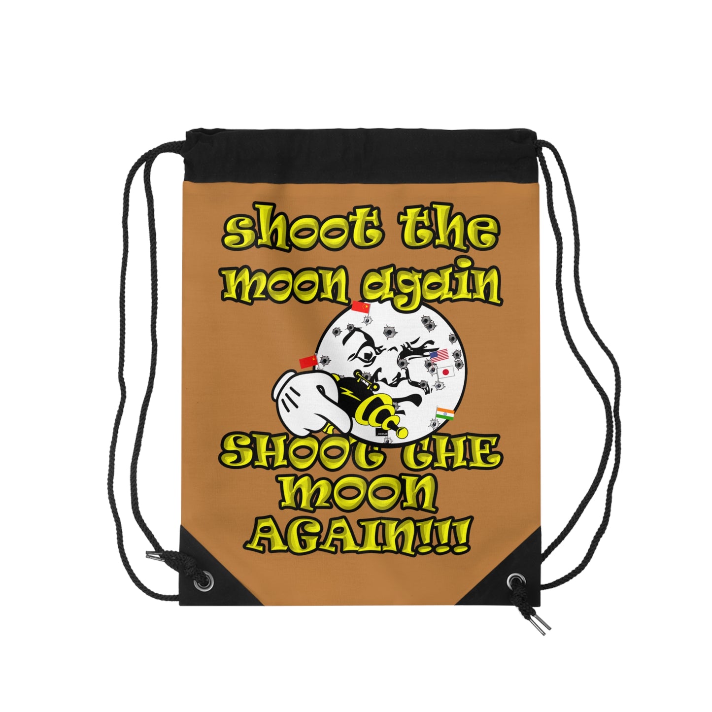 shoot the moon again - Drawstring Bag (light brown)