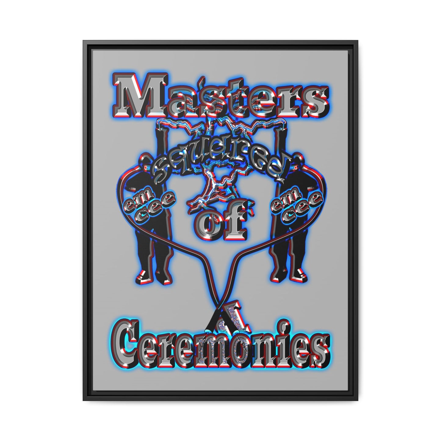 em cee squared - framed canvas art (light grey)