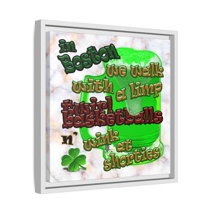 celtics logo - framed canvas art (white marble)