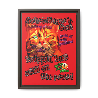 schrodinger's cat - framed canvas art (red)